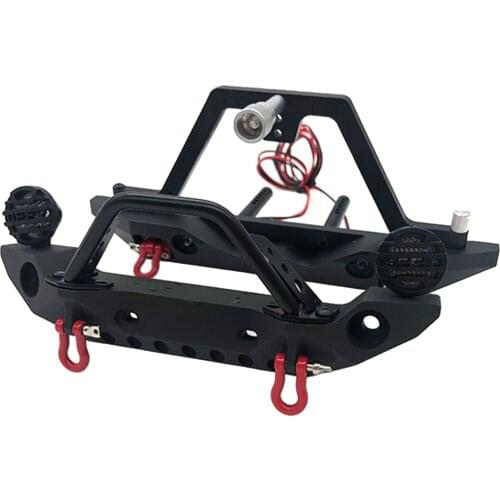 CNC Metal RC Car Bumper with LED Light for TRX4 SCX-10 SCX10 III 90046 90047 RC Crawler Car Vehicle Parts