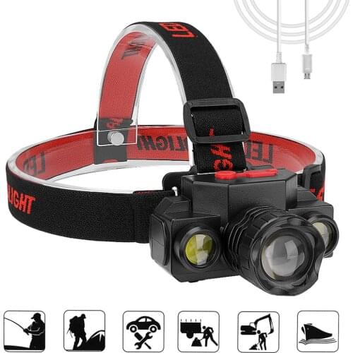 Headlamp Head Lamp USB Rechargeable LED Headlamp Headlight Head Lamp Torch Flashlight Waterproof Headlight Lampe Frontale Light