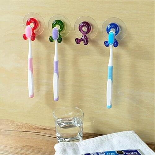 Bathroom Wall PVC Toothbrush Holder Sucker Suction Cup Durable Convenience