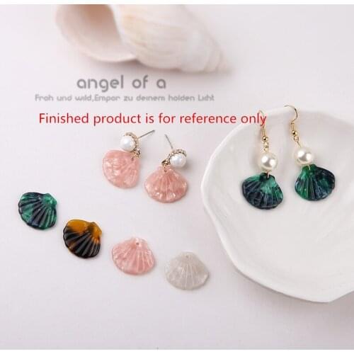 New arrived 30pcs/lot color pattern printing cartoon scallop shape acrylic beads diy jewelry earring/garment pendant accessory