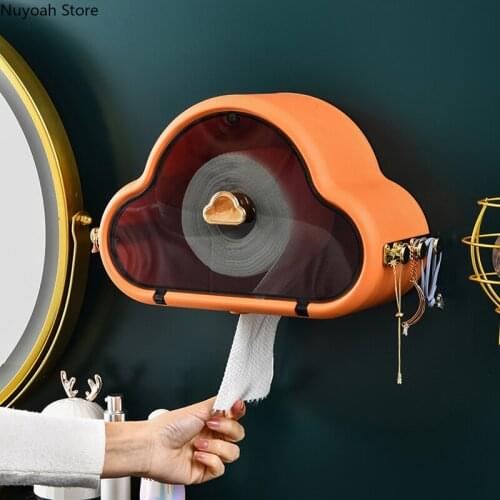 Cloud Wash Towel Rack Bathroom Tissue Box Storage Wall-mounted Free Punch Cleansing Towel Hanger Creative Bathroom Decoration