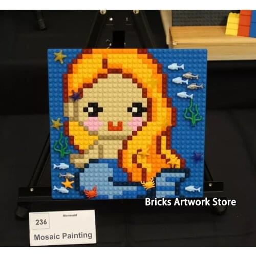 Pixel Art Mosaic Painting Mermaid Portrait Figures DIY Building Blocks Toys For Girls Creative Christmas Gifts 32x32 Base Plate