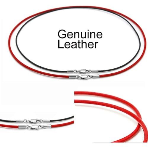 1.5mm 2mm Genuine Leather Round Thong Cord Stainless Steel Buckle Cord String Rope for DIY Choker Chain Around The Neck Necklace