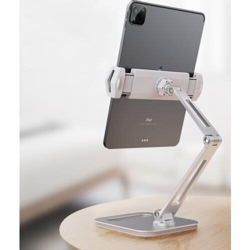 Foldable Tablet Stand Long Arm Multi Angle Adjustable Tablet Support Desktop Aluminum Cell Phone Holder for iPad iPhone 4-13inch