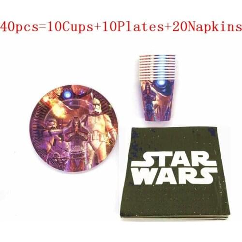 30pcs/60pcs Star Wars Childrens Theme Birthday Party Arrangement Decorative Paper Cups Plates Napkins Disposable Party Supplies