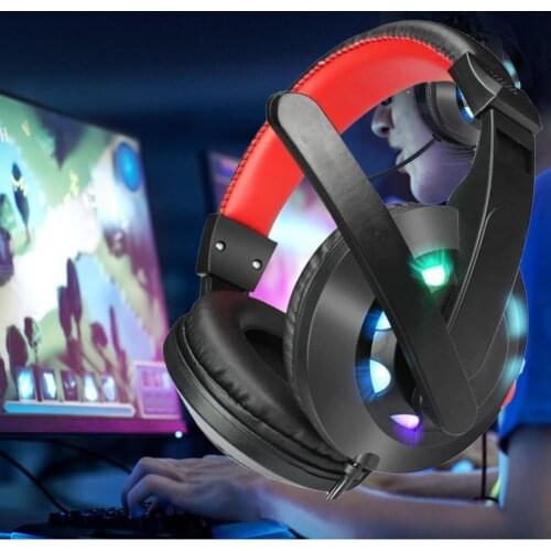 A65 Wired Headphone Luminous Clear Sound Heavy Bass with Mic ABS Earphone Mini Stereo Gaming Computer Headset