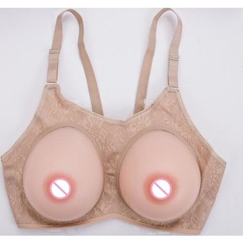1200g Crossdresser Shemale Wonderful BreastBra Silicone Boobs Breast Form In Open Bra Set Needn't Glue