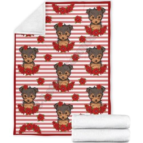 Pattern cute yorkshire dog fleece blanket printed Wearable Blanket Adults/kids Fleece Blanket Sherpa Blanket