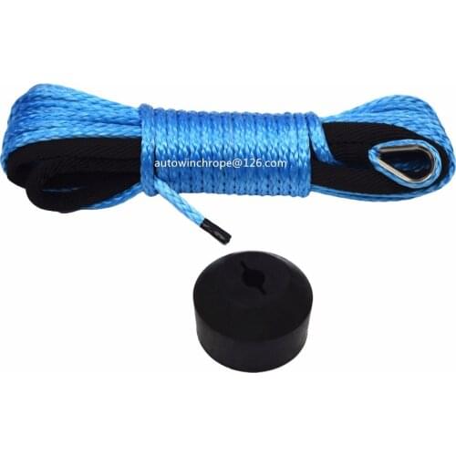 Blue 3/16"*50ft ATV Winch Line add Winch Hook Stoper,Synthetic Winch Cable 5mm,UHMWPE Rope,Kevlar Rope