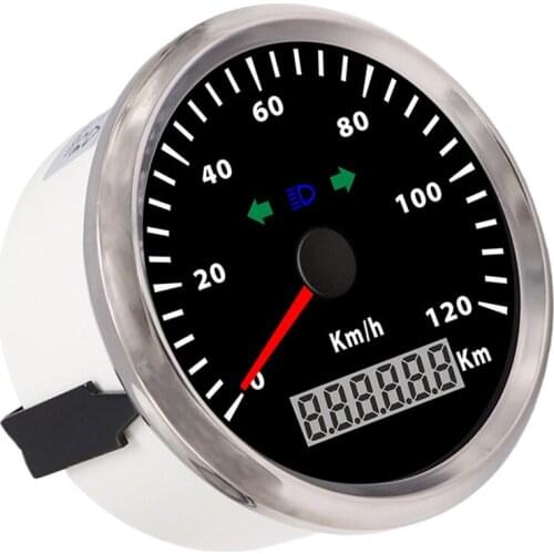 DIY Car Speedometer Waterproof 120 KM/H Odometer Steel 316LBezel for Boat Car Motor Vessel ATV Red Backlight