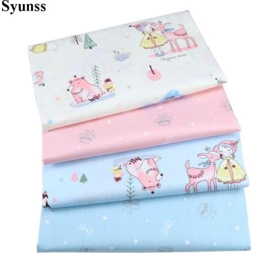 Syunss Diy Patchwork Cloth For Quilting Baby Cribs Dress Sewing Tissus Pink Princess Crown Printed Twill Cotton Fabric Tecido