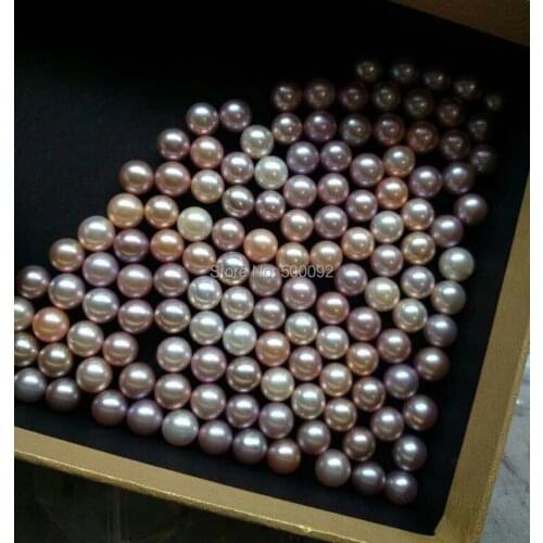 GORGEOUS 2 PCS (1PAIRS) RARE PURPLE ROUND GENUINE PEARL Half drilled beads