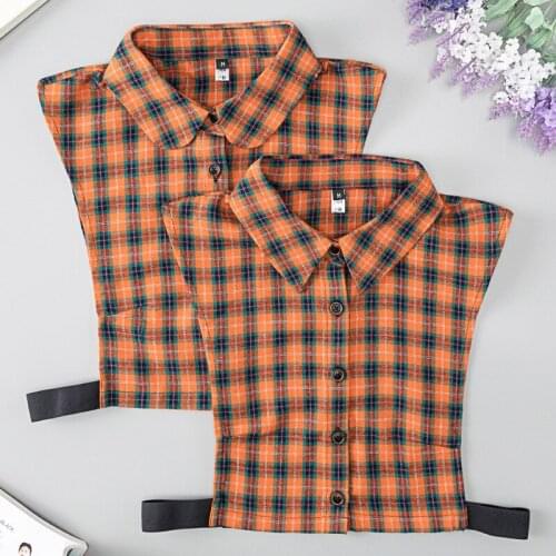 Adult Women Plaid Lapel Fake Collars for Mens Suit Detachable Shirt Collar Button Down False Shirt Blouse Collar Accessories