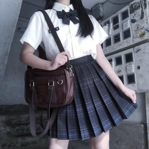 Japanese jk Three piece set Plaid Mini Women Pleated skirt School Uniforms Skirt Kawaii A-line High Waist Goth Women Suits Sets