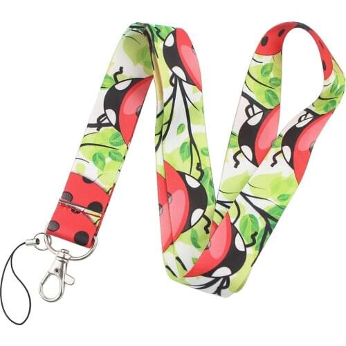 YL246 Ladybug Animal Office lanyard card ID Badge Holder Keychain Pass Gym Mobile Kids Key Holder Key Rings Gifts