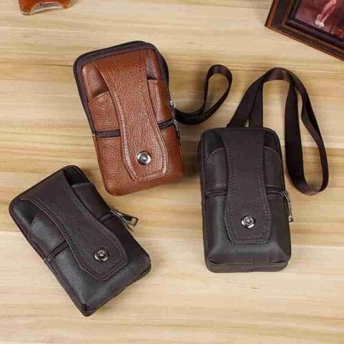 Men PU Leather Fanny Waist Bag Classic Texture Creative Design Business Casual Phone Bag Purse Belt Bum Pouch