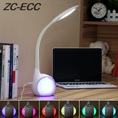 ZC-ECC USB Charging Table Lamp Dimming eye protection learning desk lamp Colorful childrens night light LED Book Reading Light