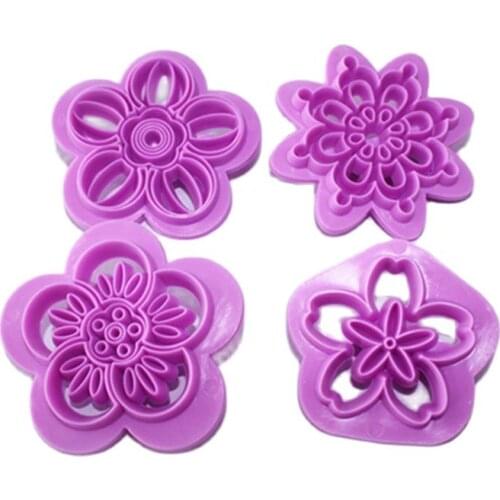 1 Set Charming Flower Shape Cake Cookie Cutter Plunger Press Cake Tools E284