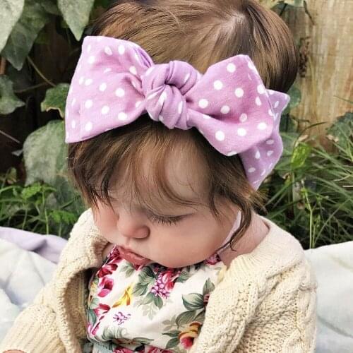 1pcs 2018 New Arrive Bebe Headbands Cotton Polka Dot Headband Kids Rabbit Ears Bowknot Head wrap Hair Bands Headwear Accessories