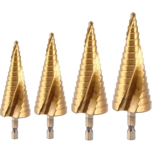 1 pc Step Drill Bit High Speed Steel Hole Cutter Tool with Hex Handle for Drilling Wood