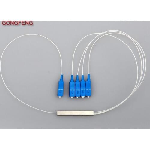 10pcs NEW PLC Splitter 1 points 4 Fiber splitter SC Mini Steel Tube Differential 0.9mm Bare fiber Special wholesale to Russia