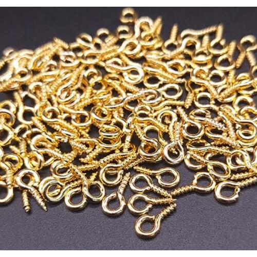 100Pcs Mini Screw Eye Pins for Jewelry Making Pandant Screw Threaded Hooks Eyelets Clasps Findings for Bracelet DIY Earrings