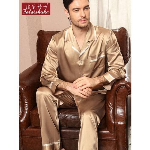 22 Momme 100% genuine silk pajamas sets Men elegance Long sleeve quality homewear New Male noble natural silk pijamas men