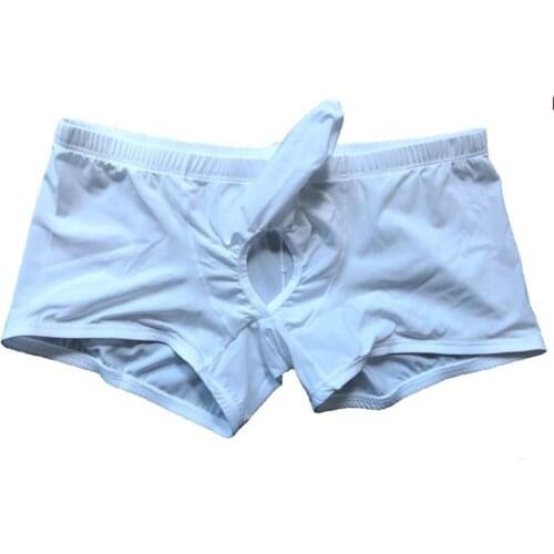 Mens Ice Silk Elephant Nose Sexy Funny Convex Pouch Hollow Out Egg Boxers Underwear Nylon Breathable Male Boxer Shorts