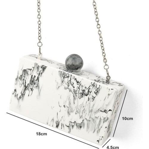 Marble Big Ball Acrylic Wallet Purse Bags Women Brand Design Acrylic Bags Day Clutch Box Handbags Lady Travel Evening Handbags