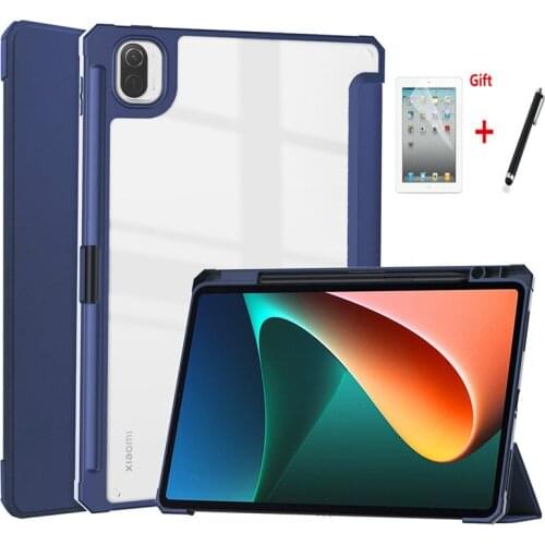 Case For XiaoMi mipad5 11 inch MiPad 5 Pro Slim Tri-Fold Smart Magnetic TPU Leather Pencil Holder Stand Tablet Cover+film+pen