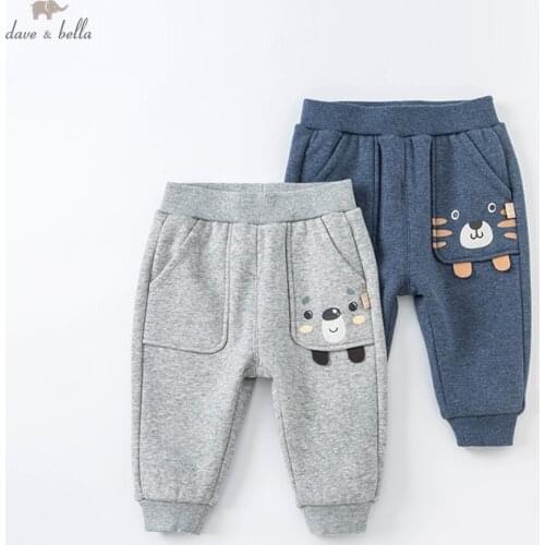 DBX19048 dave bella winter baby boys fashion cartoon pockets pants children full length kids boy pants infant toddler trousers
