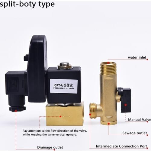AC 220V 1/2" Electric Timer Auto Water Valve Solenoid Electronic Drain Valve for Air Compressor Condensate DN15