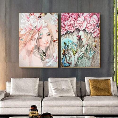 Painting By Numbers Beautiful Figure Girl Hand Painted Abstract Pictures By Number On Canvas Home Decoration DIY Gift