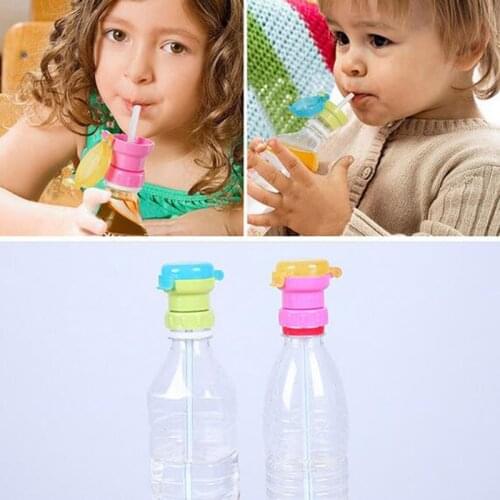 Kids Water Bottle Cap Spill Proof Juice Soda Water Bottle Twist Cover Cap With straw Safe Drink Straw Sippy Cap Feeding for Kid