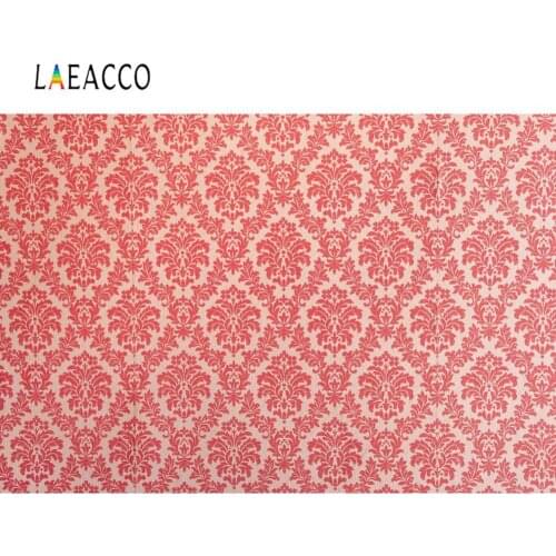 Laeacco Photography Background Red Vintage Flowers Damask Home Decor Seamless Pattern Photo Backdrop Photocall Photo Studio
