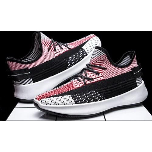 Flying woven mens shoes Korean comfortable casual running shoes breathable sports shoes 2021 spring new