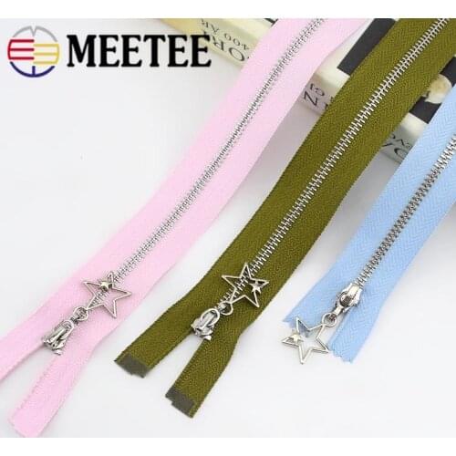 Meetee 2pcs 20/40/70cm 3# Metal Zipper Open-End Close-End Auto Lock Silver Tooth Decoration Zip DIY Bags Garment Sewing Material