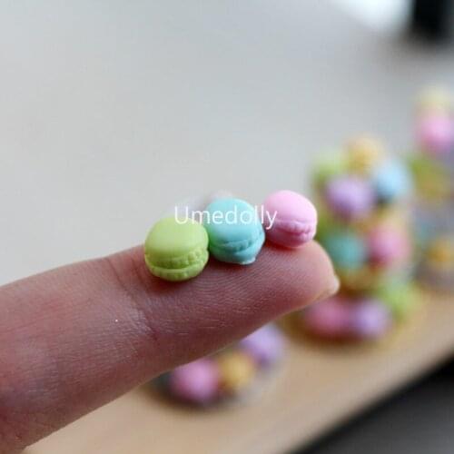 1/12 Scale Cute Mini Macaron Miniature Dollhouse Cake Tripod Pretend Play Simulation Food for Doll Kitchen Toy Accessories