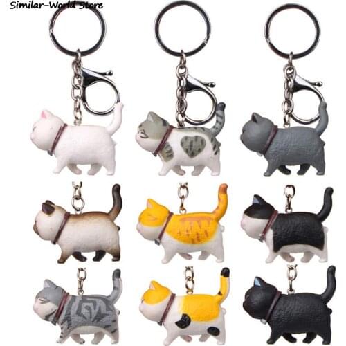 Fashion Cute Cartoon Cat Pendant Keyrings Kitten Cat Keychain Shake Head Car Bag Keychains Creative Car Gift
