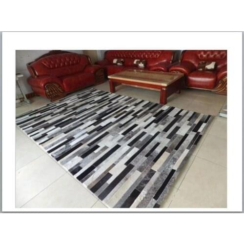 Fashionable art carpet 100% natural genuine cowhide leather carpet for outdoor playground
