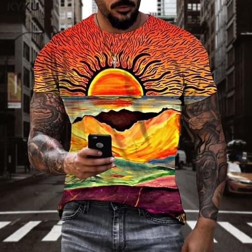 KYKU Brand Hippie T shirt Men Sun Tshirts Casual Colorful Shirt Print Harajuku Tshirt Printed Short Sleeve summer Cool Style