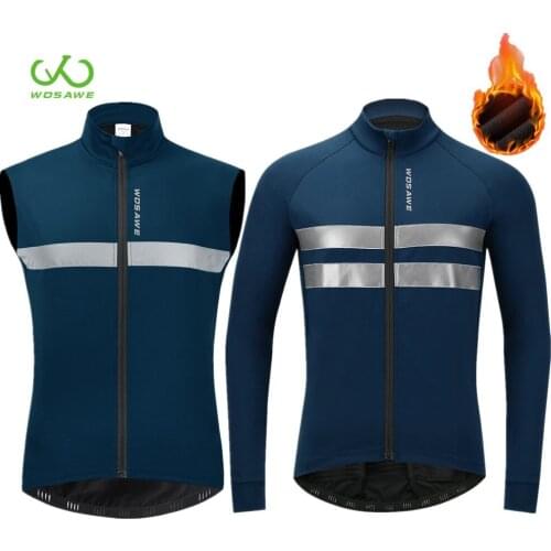 WOSWE Autumn Winter Fleece Motorcycle Jacket Windproof Sleeveless Shirts Coat Long Sleeve Windbreaker Reflective Motorbike Vest