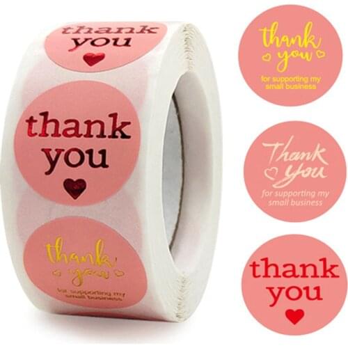 100-500pcs Thank you sticker for supporting business labels sticker pink gold sticker package decoration stationery supply