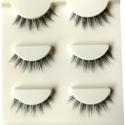 NEW 3pair Invisible Band Transparent 3D Mink Fur Lashes Natural Long Wispy False Eyelashes