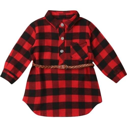 New Christmas Newborn Kids Baby Girls Plaid Cotton Soft Princess Party Dress Clothes Xmas Casual