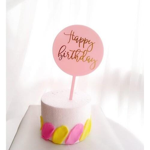 New Glitter Happy Birthday Acrylic Cake Topper Gold Transparent Birthday Cake Topper for Baby Birthday Party Cake Decorations
