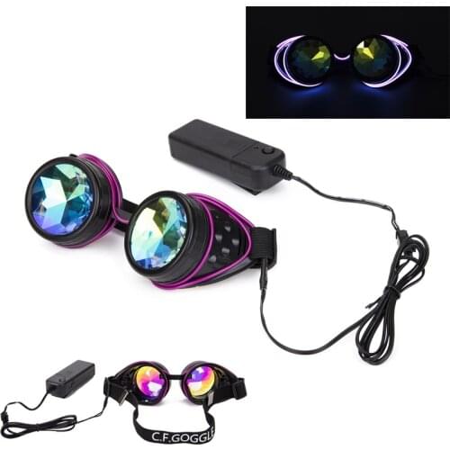 FLORATA Steampunk Goggles Welding Illuminated Punk Goggles Retro Gothic kaleidoscope Colorful Lens Cosplay Eyewear