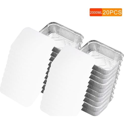 Disposable Aluminum Foil Pan Containers Takeout Pans with Lids for Baking Storing Heating Cooking Grilling Food 20PCS/Pack