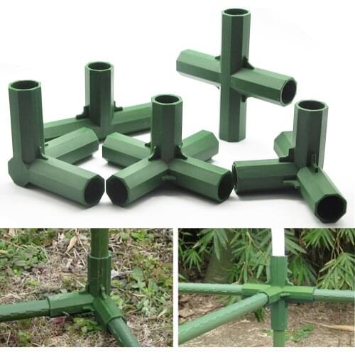 Plastic Gardening Frame Edging Corner Connectors Plant Stakes Fencing Pipe Joint for Flower Stands Greenhouse Frame Construction