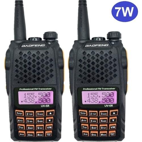 2PCS BAOFENG UV-6R 7W Walkie Talkie Radio Transceiver 10KM Updated UV 5R Dual Band Portable CB Radio Scanner Wireless Interphone